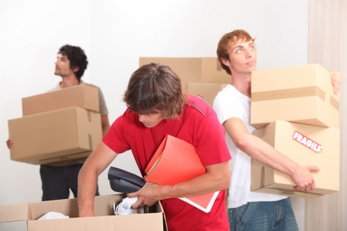Office furniture and equipment prepared for a commercial move