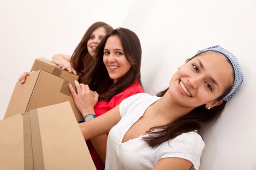 Packing boxes and furniture for a removals van service